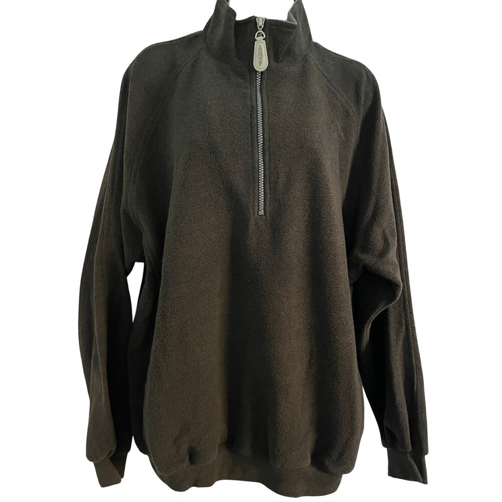 Straight Down Made in USA Quarter Zip Pullover Jacket Brown L Unisex Long Sleeve